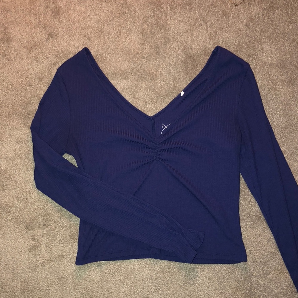 PACSUN RIBBED LONG SLEEVE (NAVY)